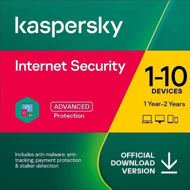 Kaspersky Internet Security 2024 - 1, 3, 5 oder 10 Geräte 1 Jahr/2 Jahre