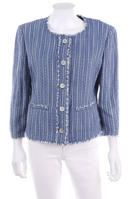 AJ ARMANI JEANS Bouclé Blazer XL blu bianco sporco