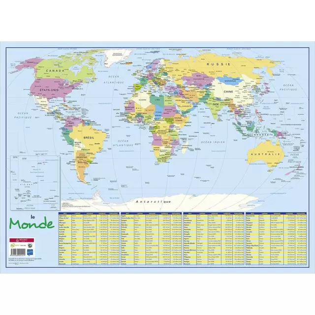 Mappemonde Stiefel Carte du monde - format géant - inscriptible et  effaçable - extrêmement résistant - anglais