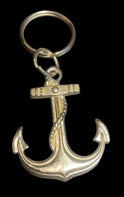 Porte-clés Décoratif Ancre De Marine Avec Strass Blanc - Métal Argenté - Neuf Avec étiquettes