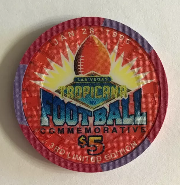 Tropicana $5 Casino Chip Football Commemorative 1996 NFL Super Bowl Las Vegas