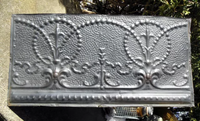 Antique Gothic Quatrefoil Ceiling Tin Tile Back-Splash Pie Safe Cabinet Door