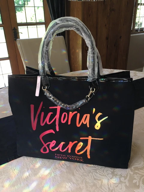 DESIGNER VICTORIA S SECRET Black Neon Angel City Tote Canvas