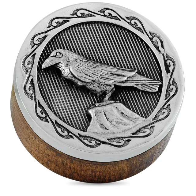 King Baby Sterling Silver Bamboo Wood Raven Stash Box A90-6005