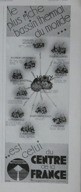 Publicité De Presse 1931 Vichy Le Plus Rche Bassin Thermal Du Monde