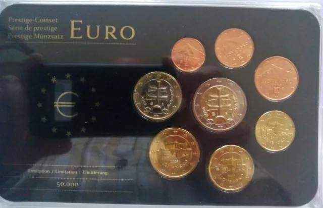 KMS Slowakei 2 Euro bis 1 Cent 2009 Münzen Prestige Set im Blister bfr Neu