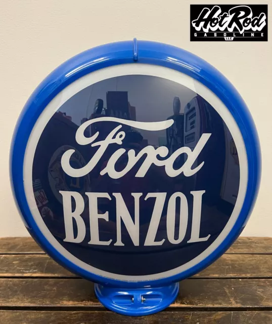 FORD BENZOL Reproduction 13.5" Gas Pump Globe - (Blue Body)