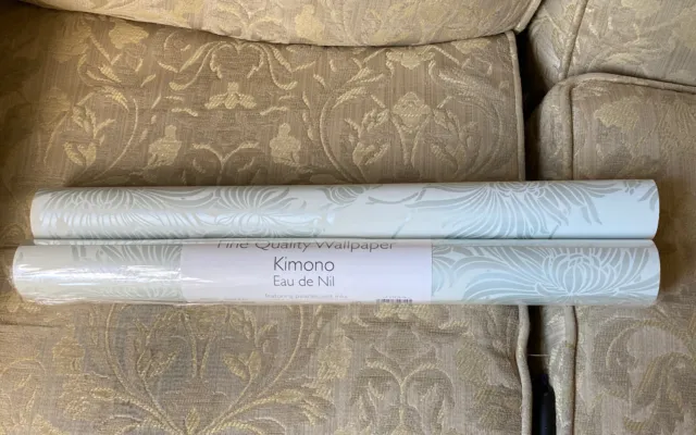 Laura Ashley Wallpaper Kimono Eau de nil 1.5 Rolls New Fine Quality Pearlescent