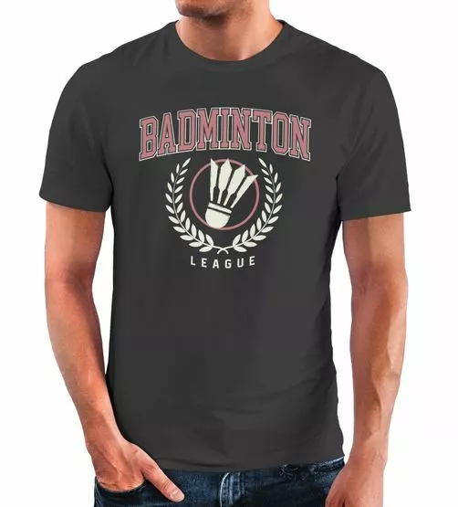 Herren T-Shirt Badminton League Federball Sport Fun-Shirt Motiv lustig