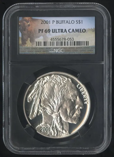 US Coin 2001 P Buffalo Silver Dollar NGC PF69 NO RESERVE!