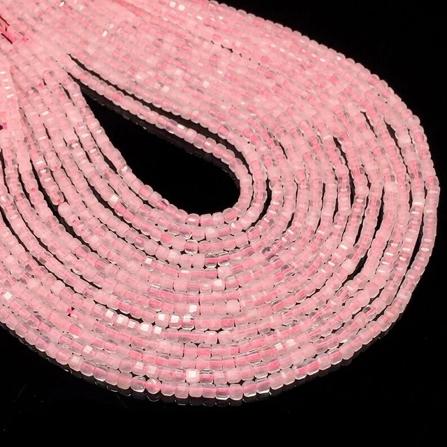 Naturel AAA Rose Quartz Gemme 2mm Cube Boîte Briolette Facettes Perles 33cm