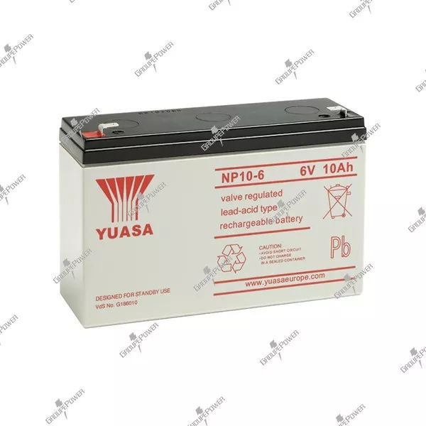 Batterie portail electrique plomb étanche YUASA NP10-6 6V 10AH 151X50X97.5