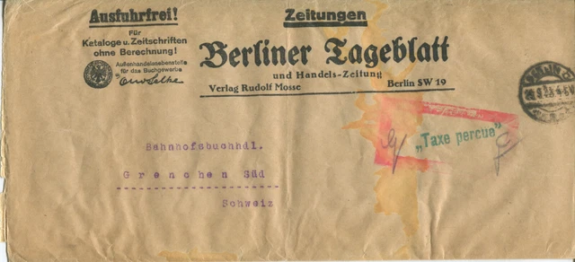 Lokal Berlin C 2 Nr. 2 auf Streifband nach Grenchen Abart Stempel (B11746-2)