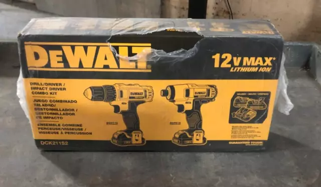 DEWALT DCK211S2 12v MAX CORDLESS LI-ION DRILL/DRIVER/IMPACT DRIVER COMBO KIT