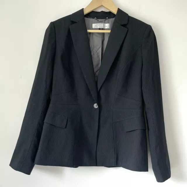 Tahari ASL Pinstripe Blazer Suit Jacket Black White Striped Women’s 4P Petite