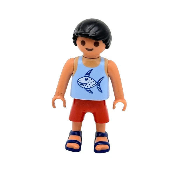 Figurine Playmobil Garçon En Chemise Rayée Blanc Pantalon Violet - Occasion, Bon état