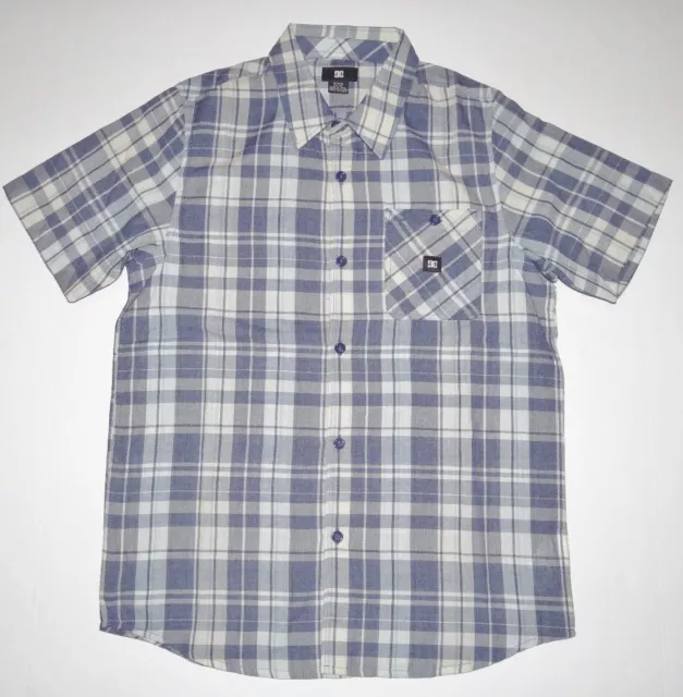 DC Shoes Boys Youth Charly Plaid Woven Casual Button Up Cotton Shirt M