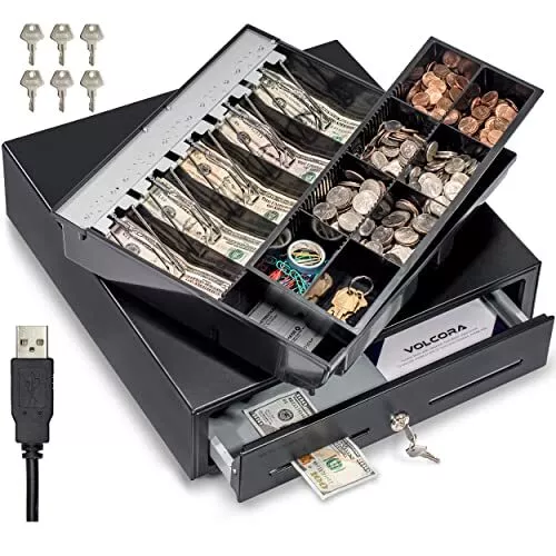 USB Cash Register Drawer 16" POS and Windows PC Trigger 5 Bill/8 Coin Removab...