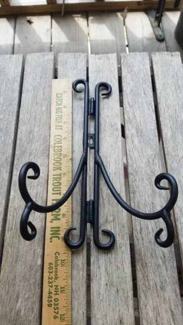 Wrought Iron Picture Easel Stand - Strong Metal Lg 9” Black Scrolled Wall Mount