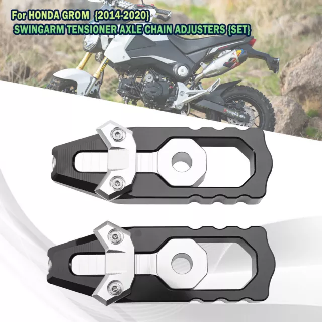 For HONDA GROM 2014-2021 CNC BILLET SWINGARM TENSIONER AXLE CHAIN ADJUSTERS XE