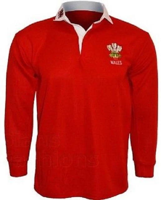 Wales Welsh Adults Rugby Shirt Cymru Feathers Dragon Full Sleeve  All Sizes New