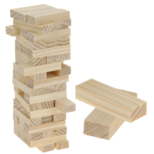 Wackelturm 54 Bausteine Bauklötze Natur Holz Spielzeug Holzturm Holzklötze