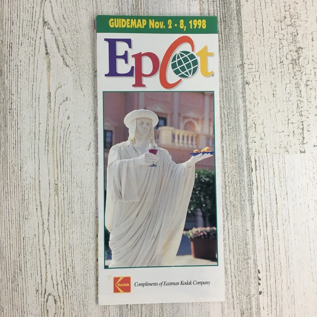 WDW Walt Disney World Park Guide Map Vtg Epcot November 1998 Living Statues