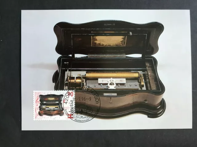 Schweiz 1996 Maximumkarte 90 Rp. Zylinder Musikdose Eduard Jaccard