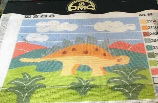 Steggy Stegosaurus Longstitch (Wandteppiche/Nadelspitze) Leinen - DMC -