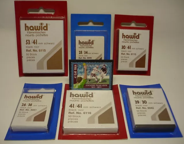 HAWID TASCHINE PER FRANCOBOLLI 40x24mm FONDO NERO 50 PZ