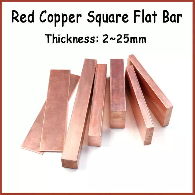 Thickness 2mm~25mm Red Copper Square Flat Bar Pure Copper Flat Metal Plate Solid