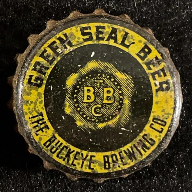 Green Seal Cork Lined Beer Bottle Cap Buckeye Toledo Ohio Vintage Crown Bucky Oh