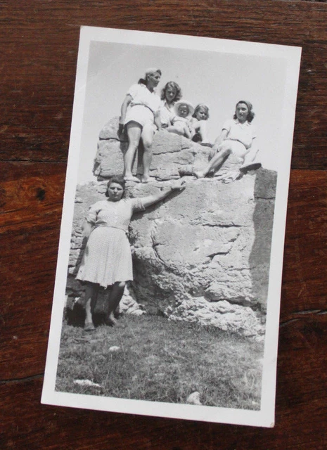 Vintage 1947 Les Communaux Haute-Savoie Mountain Rock Family Photo