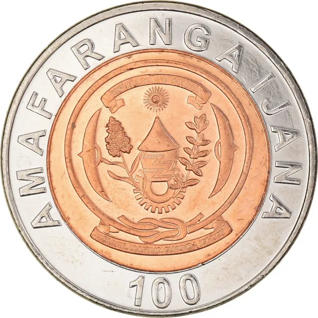 [#221751] Coin, Rwanda, 100 Francs, 2007, British Royal Mint, AU(50-53), Bi-Meta