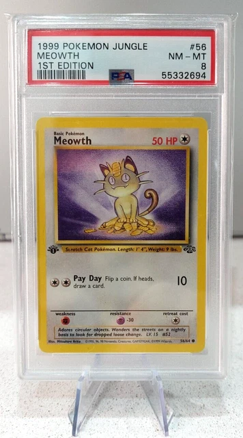 PSA 8 Meowth 1st Edition Jungle Set Pokemon Card #56 1999