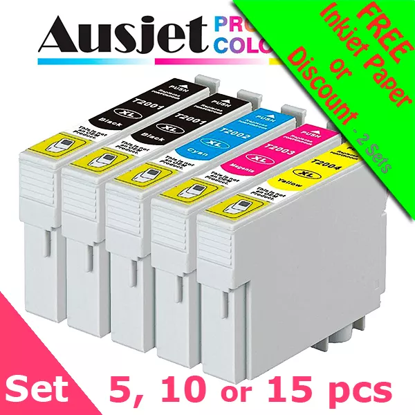 Ausjet 200XL non-OEM Ink cartridge Value Pack for Epson XP100-400/10,WF2510-2540