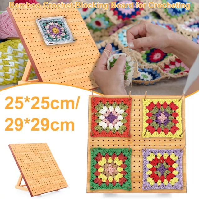 9.8/11.4inch Crochet Blocking Board with 20 Steel Rod Reusable Bamboo GY