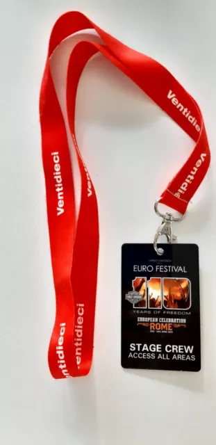 Harley Davidson Rare Pass Access All Areas Euro Festival Rome Italy June 2013