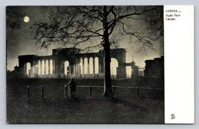 Raphael Tuck Antique Early 1900s PC Hyde Park Corner Midnight London Full Moon