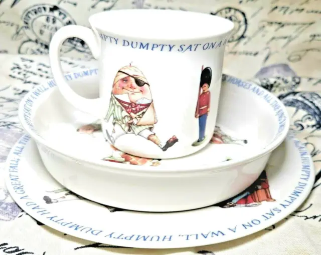 QUEENS Humpty Dumpty Nursery Rhymes Porcelain Child Toddler Plate Bowl Cup Set