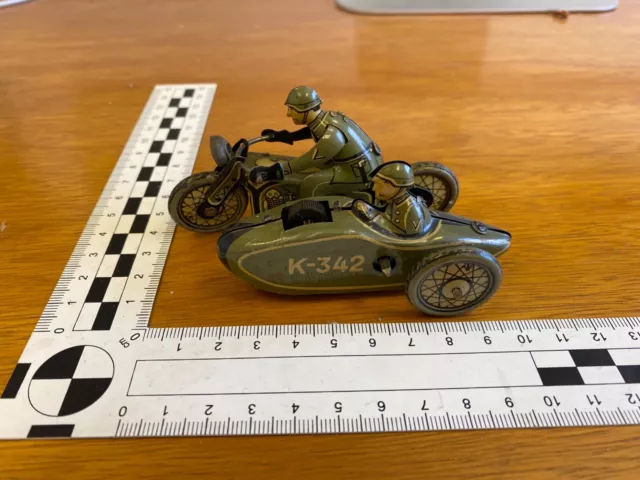 CKO Kellermann Blechspielzeug Nr. K 342 Motorrad mit Beiwagen, Militär