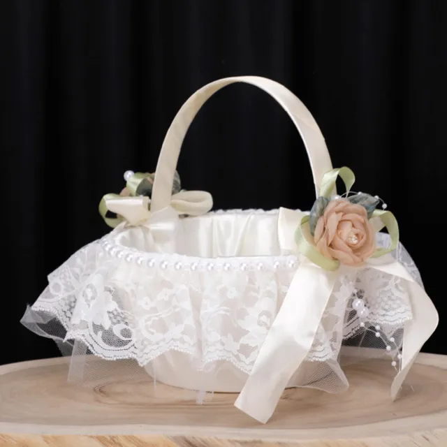 Party Decorations for Women Wedding Bride Flower Girl Basket Silk Rose Silk