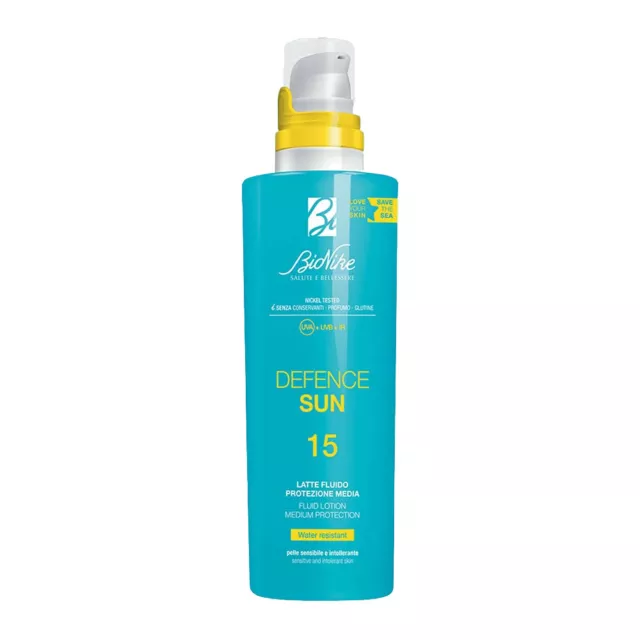 BioNike Defence Sun - Latte Solare Fluido SPF15 Protezione Media, 200ml