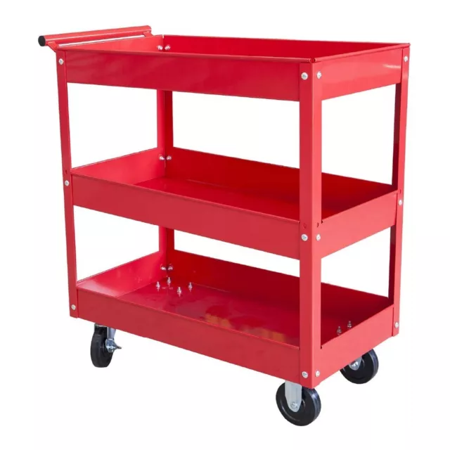 Service Utility Cart 3 Shelf Tier Heavy Duty Tool Car 450 Lbs Load Capacity