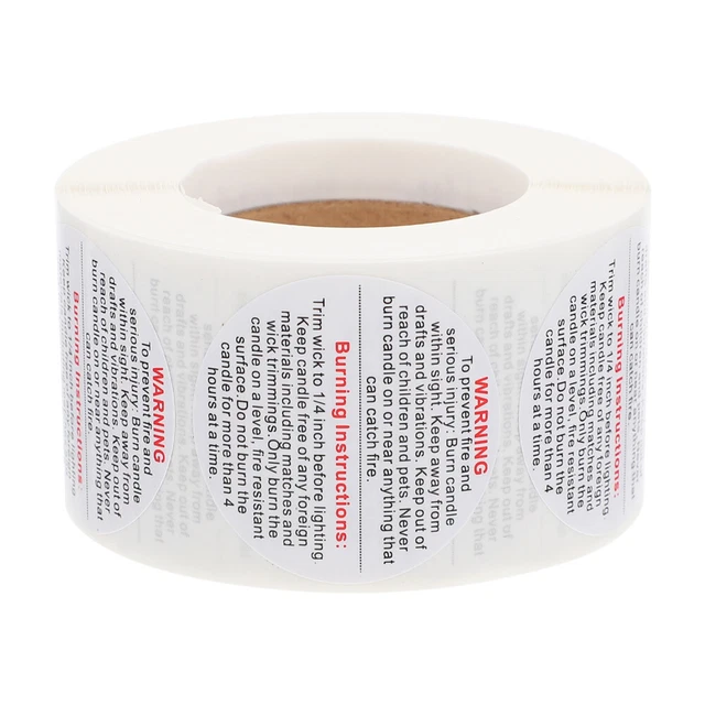 Candle Warning Stickers Safety Labels DIY Supplies Wax Melt Self Made