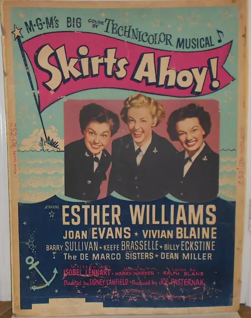 SKIRTS AHOY! Original One of a Kind 1952 movie poster  30"x 40"