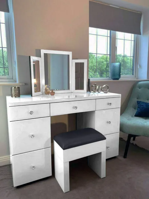 Mirrored Furniture Glass Dressing Table Bedroom Console Bevelled Venetian- Sale 3