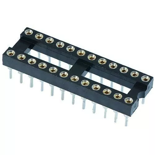 24 way turned pin IC socket, 24 pin 0.3" pitch (5 pack)