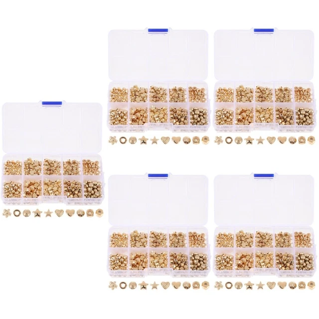 5 Boxes Loose Spacer Beads Necklace Keychain Bracelet Metal Bead Spacers