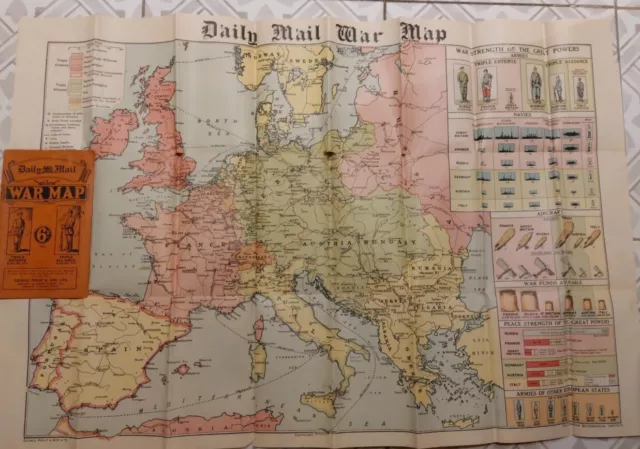 Daily Mail Folding War Map Of Europe 1914-18 by George Philip & Son